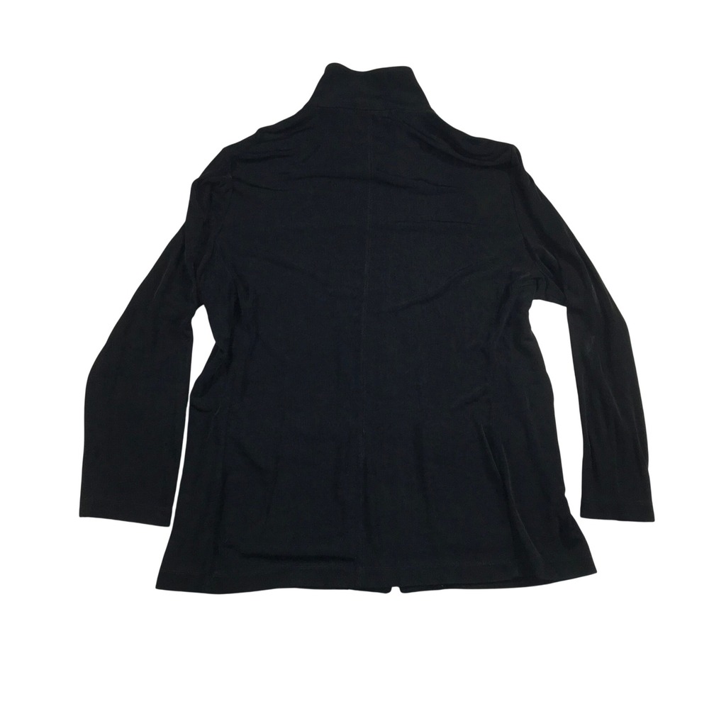 Chicos Black Rayon Spandex Long Sleeve Turtleneck Top Size 2 L Large Solid
